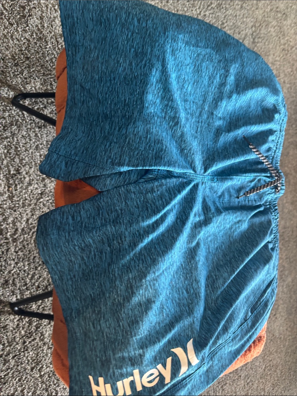 Hurley Teal Heather Swim/Workout Shorts LNC Drawstring 2 side pockets